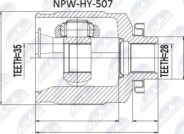 NTY NPW-HY-507 - Шарнирный комплект, ШРУС, приводной вал unicars.by