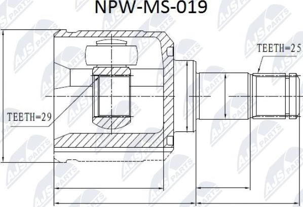 NTY NPW-MS-019 - Шарнирный комплект, ШРУС, приводной вал unicars.by