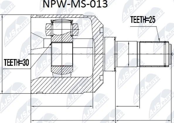 NTY NPW-MS-013 - Шарнирный комплект, ШРУС, приводной вал unicars.by