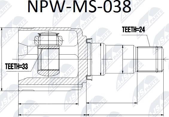 NTY NPW-MS-038 - Шарнирный комплект, ШРУС, приводной вал unicars.by