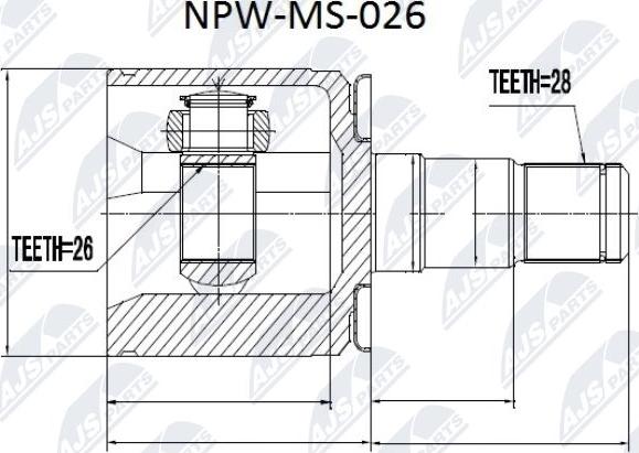 NTY NPW-MS-026 - Шарнирный комплект, ШРУС, приводной вал unicars.by