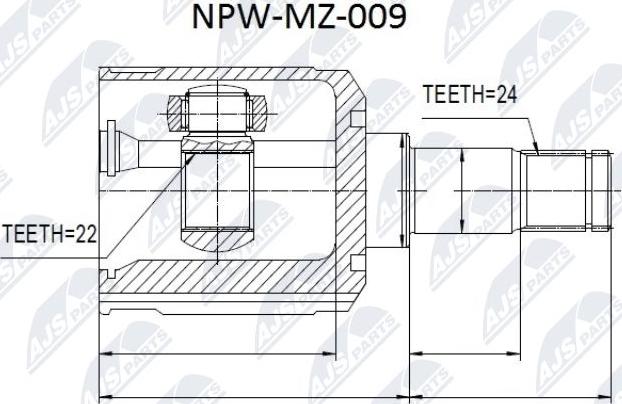 NTY NPW-MZ-009 - Шарнирный комплект, ШРУС, приводной вал unicars.by