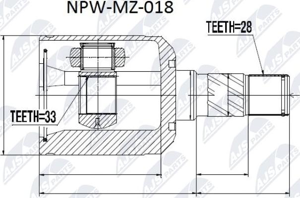 NTY NPW-MZ-018 - Шарнирный комплект, ШРУС, приводной вал unicars.by