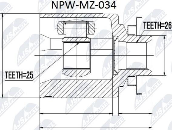 NTY NPW-MZ-034 - Шарнирный комплект, ШРУС, приводной вал unicars.by