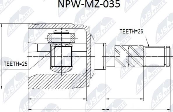 NTY NPW-MZ-035 - Шарнирный комплект, ШРУС, приводной вал unicars.by