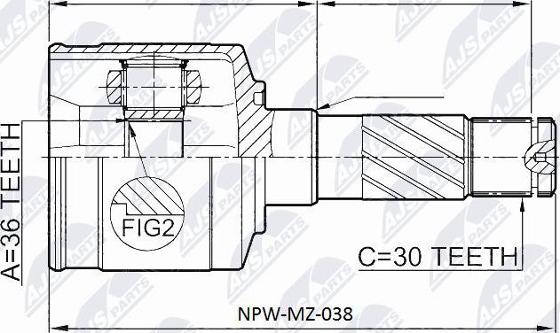 NTY NPW-MZ-038 - Шарнирный комплект, ШРУС, приводной вал unicars.by