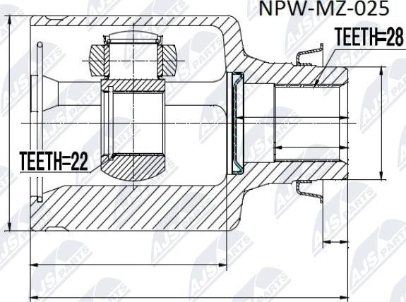 NTY NPW-MZ-025 - Шарнирный комплект, ШРУС, приводной вал unicars.by