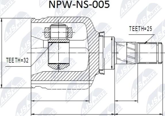 NTY NPW-NS-005 - Шарнирный комплект, ШРУС, приводной вал unicars.by