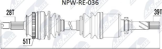 NTY NPW-RE-036 - Приводной вал unicars.by