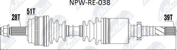 NTY NPW-RE-038 - Приводной вал unicars.by