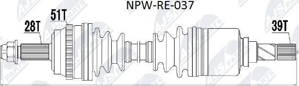 NTY NPW-RE-037 - Приводной вал unicars.by