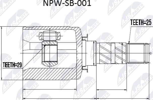 NTY NPW-SB-001 - Шарнирный комплект, ШРУС, приводной вал unicars.by