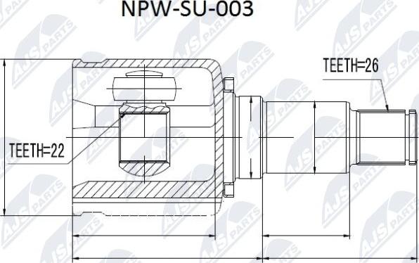 NTY NPW-SU-003 - Шарнирный комплект, ШРУС, приводной вал unicars.by