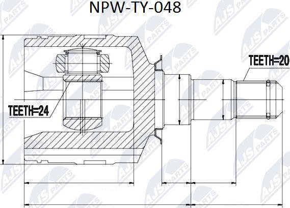 NTY NPW-TY-048 - Шарнирный комплект, ШРУС, приводной вал unicars.by