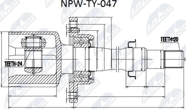 NTY NPW-TY-047 - Шарнирный комплект, ШРУС, приводной вал unicars.by