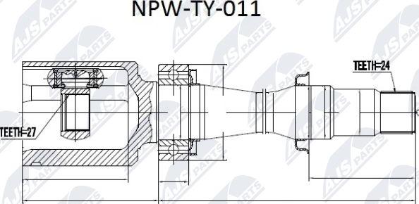 NTY NPW-TY-011 - Шарнирный комплект, ШРУС, приводной вал unicars.by