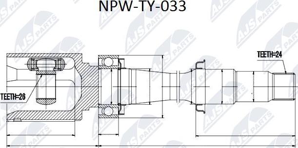 NTY NPW-TY-033 - Шарнирный комплект, ШРУС, приводной вал unicars.by