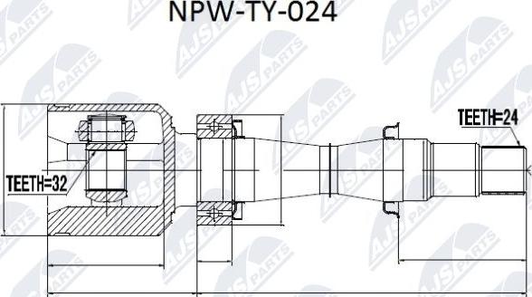 NTY NPW-TY-024 - Шарнирный комплект, ШРУС, приводной вал unicars.by