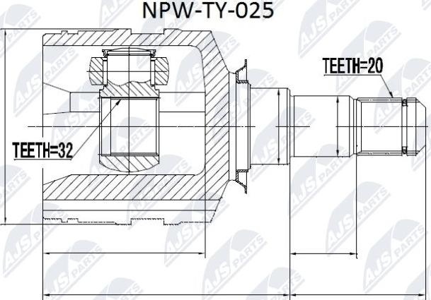 NTY NPW-TY-025 - Шарнирный комплект, ШРУС, приводной вал unicars.by