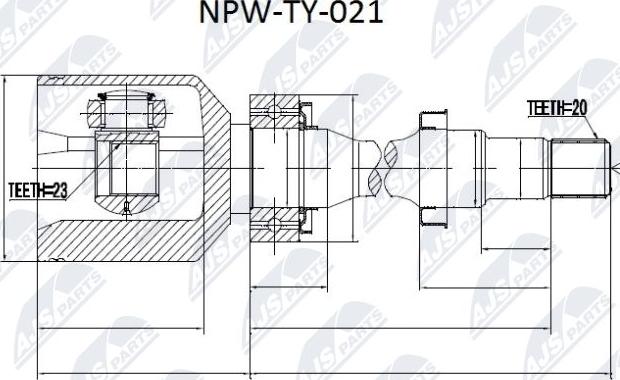 NTY NPW-TY-021 - Шарнирный комплект, ШРУС, приводной вал unicars.by