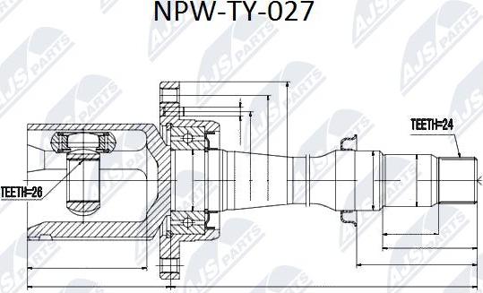 NTY NPW-TY-027 - Шарнирный комплект, ШРУС, приводной вал unicars.by