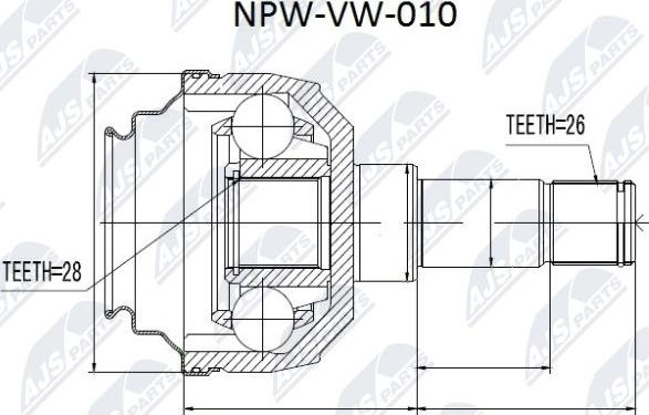 NTY NPW-VW-010 - Шарнирный комплект, ШРУС, приводной вал unicars.by