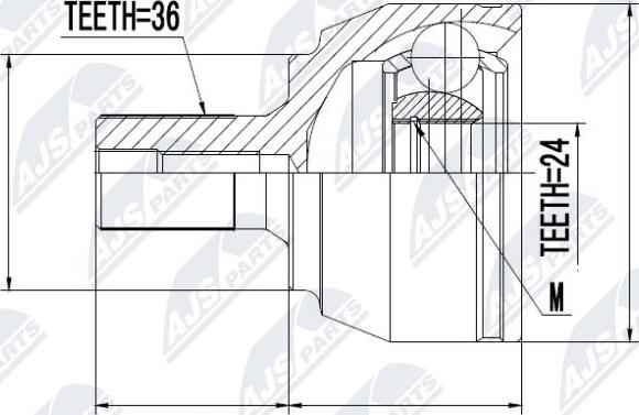 NTY NPZ-FR-015 - Шарнирный комплект, ШРУС, приводной вал unicars.by