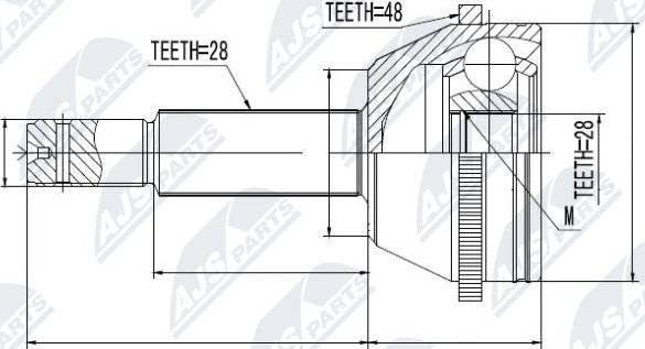 NTY NPZ-FR-038 - Шарнирный комплект, ШРУС, приводной вал unicars.by