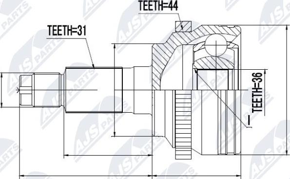 NTY NPZ-MZ-053 - Шарнирный комплект, ШРУС, приводной вал unicars.by