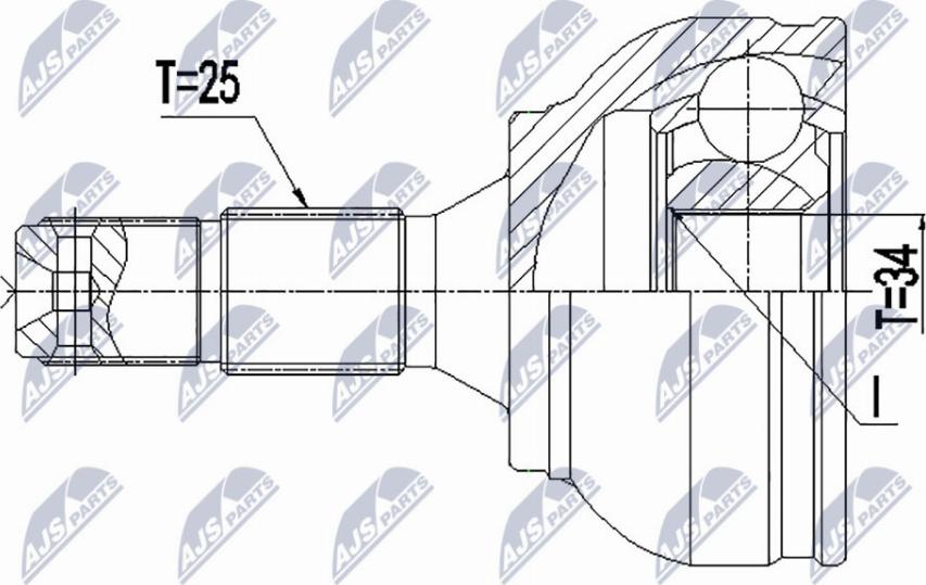 NTY NPZ-PE-034 - Шарнирный комплект, ШРУС, приводной вал unicars.by