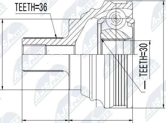 NTY NPZ-VW-030 - Шарнирный комплект, ШРУС, приводной вал unicars.by