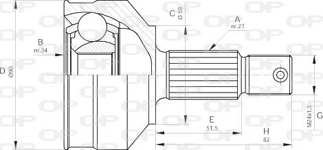 Open Parts CVJ5459.10 - Шарнирный комплект, ШРУС, приводной вал unicars.by