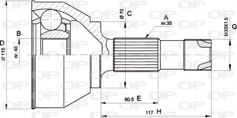 Open Parts CVJ5458.10 - Шарнирный комплект, ШРУС, приводной вал unicars.by