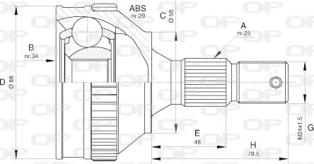 Open Parts CVJ5592.10 - Шарнирный комплект, ШРУС, приводной вал unicars.by