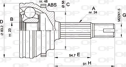 Open Parts CVJ5508.10 - Шарнирный комплект, ШРУС, приводной вал unicars.by