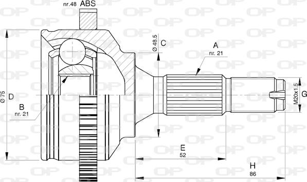 Open Parts CVJ5764.10 - Шарнирный комплект, ШРУС, приводной вал unicars.by