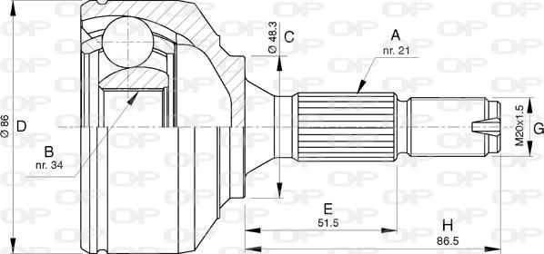 Open Parts CVJ5780.10 - Шарнирный комплект, ШРУС, приводной вал unicars.by