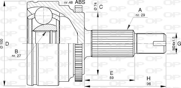 Open Parts CVJ5738.10 - Шарнирный комплект, ШРУС, приводной вал unicars.by