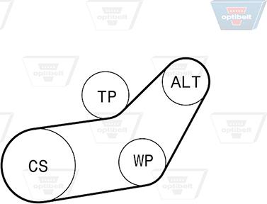 Optibelt 6 PK 1045KT1 - Поликлиновый ременный комплект unicars.by