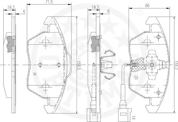 Optimal 12531 - Тормозные колодки, дисковые, комплект unicars.by