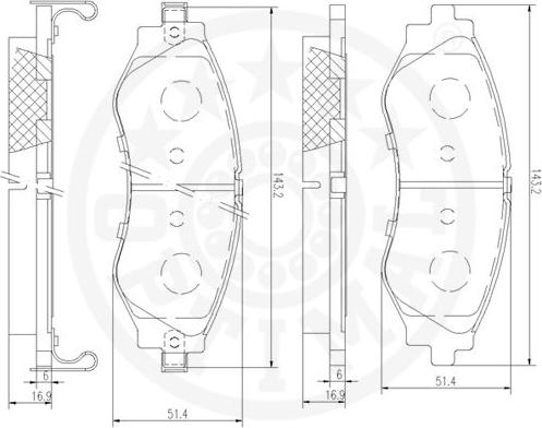 Optimal 12072 - Тормозные колодки, дисковые, комплект unicars.by