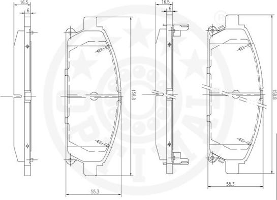 Optimal 12125 - Тормозные колодки, дисковые, комплект unicars.by