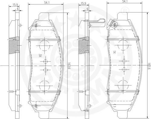 Optimal 12346 - Тормозные колодки, дисковые, комплект unicars.by