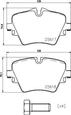 Pagid T2434 - Тормозные колодки, дисковые, комплект unicars.by