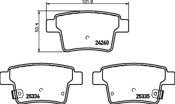 Pagid T2005 - Тормозные колодки, дисковые, комплект unicars.by