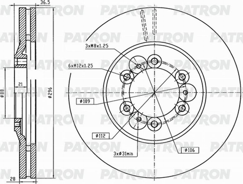 Patron PBD1034 - Тормозной диск unicars.by