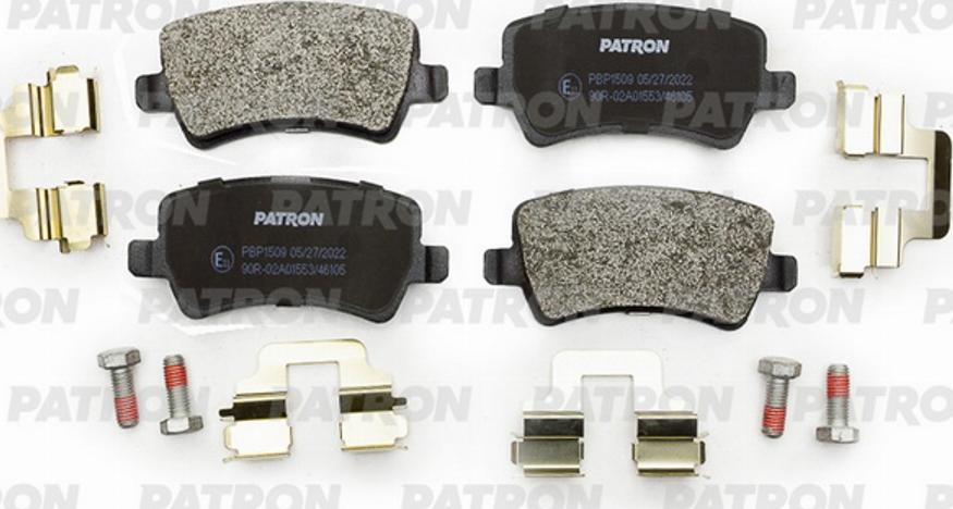 Patron PBP1509 - Тормозные колодки, дисковые, комплект unicars.by