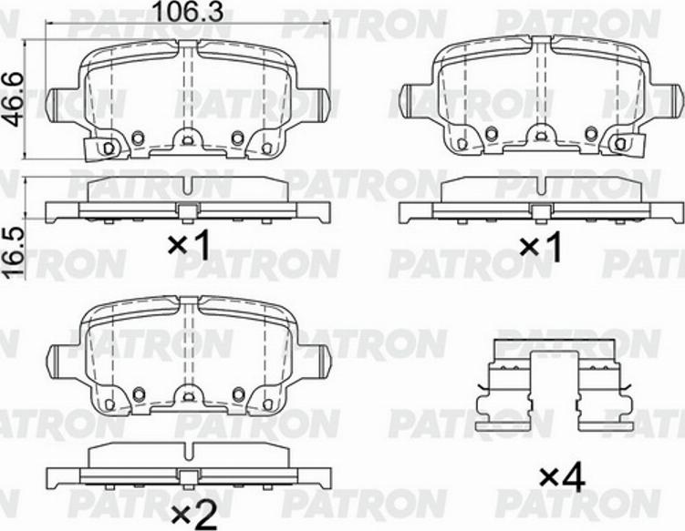 Patron PBP290 - Тормозные колодки, дисковые, комплект unicars.by