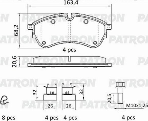 Patron PBP242 - Тормозные колодки, дисковые, комплект unicars.by