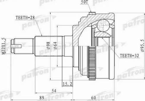 Patron PCV9574 - Шарнирный комплект, ШРУС, приводной вал unicars.by